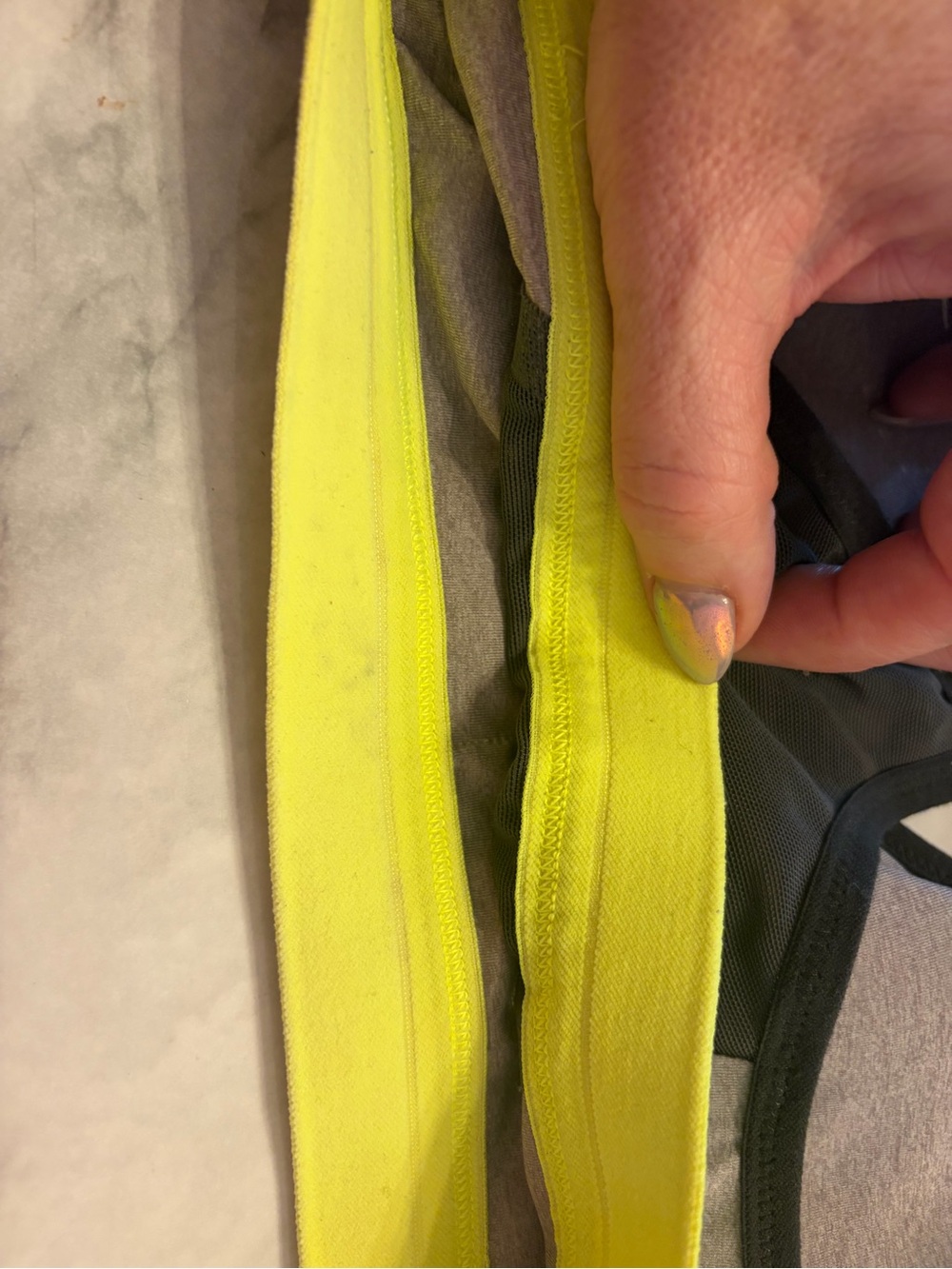 Nike Grey Sports Bra with Neon Yellow Band - Picture 3 of 4